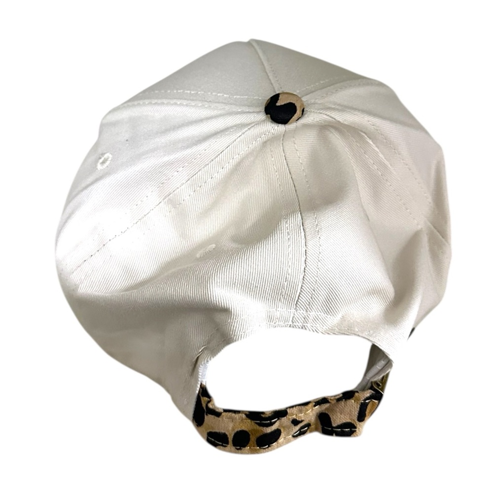 NWT White and Leopard Print marriage material embroidered GRAFFIC cap/hat - Picture 4 of 5